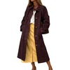 image:imagechouyatou Womens Single Breasted Faux Suede Trench Coat Long Suede Leather Jacket Casual Lapel Pea Coat OvercoatWine