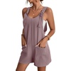 image:imagechouyatou Womens Summer Cute Short Overalls Loose Fit Sleeveless Casual Rompers Jumpsuits Shorts Large Pink