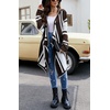 image:imageCHOUAYTOU Womens Irregular Drape Open Front Striped Hooded Cardigan Sweater Boho Casual Coatigan CoatBrown