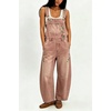 image:imagechouyatou Women Denim Bib Overall Barrel Embroidery Print Jean JumpsuitFloral Pink