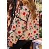 image:imagechouyatou Women Floral Fleece Jacket Stand Collar Sherpa Sweatshirt CoatLight Khaki