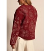 image:imagechouyatou Women Winter Embroidered Quilted Jacket Padded Cotton Short CoatRed
