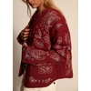 image:imagechouyatou Women Winter Embroidered Quilted Jacket Padded Cotton Short CoatRed