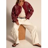 image:imagechouyatou Women Winter Embroidered Quilted Jacket Padded Cotton Short CoatRed