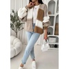 image:imagechouyatou Womens 2025 Fall Trendy Color Block Cardigan Open Front Chunky Knit Sweater JacketKhaki