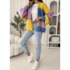 image:imagechouyatou Womens 2025 Fall Trendy Color Block Cardigan Open Front Chunky Knit Sweater JacketYellow