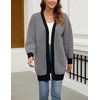 image:imagechouyatou Womens 2025 Striped Herringbone Knit Cardigan Open Front Contrast Color Mid Long Sweater CoatBlack