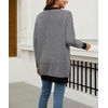 image:imagechouyatou Womens 2025 Striped Herringbone Knit Cardigan Open Front Contrast Color Mid Long Sweater CoatBlack