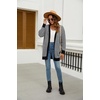 image:imagechouyatou Womens 2025 Striped Herringbone Knit Cardigan Open Front Contrast Color Mid Long Sweater CoatBlack