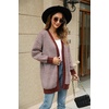 image:imagechouyatou Womens 2025 Striped Herringbone Knit Cardigan Open Front Contrast Color Mid Long Sweater CoatRed