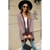 image:imagechouyatou Womens 2025 Striped Herringbone Knit Cardigan Open Front Contrast Color Mid Long Sweater CoatRed