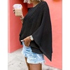 image:imagechouyatou Womens Boho Batwing Sleeve Crochet Sweater Short Sleeve Sweater Top Knit Beach Cover UpBlack