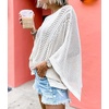 image:imagechouyatou Womens Boho Batwing Sleeve Crochet Sweater Short Sleeve Sweater Top Knit Beach Cover UpWhite