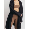 image:imagechouyatou Womens Chunky Open Front Lightweight Cardigan Hooded Slouchy Knit Long Coatigan SweaterBlack