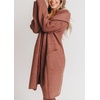 image:imagechouyatou Womens Chunky Open Front Lightweight Cardigan Hooded Slouchy Knit Long Coatigan SweaterBrick Red