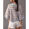 image:imagechouyatou Womens Contrast Striped Pullover Sweater Short Sleeve Knit TopsLight Blue