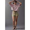 image:imagechouyatou Womens Contrast Striped Pullover Sweater Short Sleeve Knit TopsPink