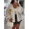 image:imagechouyatou Womens Cute Lemon Letter Pattern Cardigan Open Front Jacquard Knitted Sweater CardiganApricot