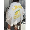 image:imagechouyatou Womens Cute Lemon Letter Pattern Cardigan Open Front Jacquard Knitted Sweater CardiganApricot