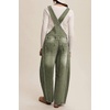 image:imagechouyatou Womens Distressed Barrel Leg Denim Overalls Baggy Jean JumpsuitsGreen