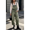 image:imagechouyatou Womens Distressed Barrel Leg Denim Overalls Baggy Jean JumpsuitsGreen