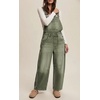 image:imagechouyatou Womens Distressed Barrel Leg Denim Overalls Baggy Jean JumpsuitsGreen