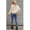 image:imagechouyatou Womens Fall Cable Knit Cardigan Sweater Collared Contrast Color Pearl Button Down CardiganBeige Khaki