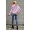 image:imagechouyatou Womens Fall Cable Knit Cardigan Sweater Collared Contrast Color Pearl Button Down CardiganPurple Orange