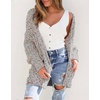 image:imagechouyatou Womens Fall Open Front Long Cardigan Sweaters Chunky Knit Boho Duster Cardigans with PocketsGrey