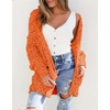 image:imagechouyatou Womens Fall Open Front Long Cardigan Sweaters Chunky Knit Boho Duster Cardigans with PocketsOrange