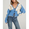 image:imagechouyatou Womens Floral Cropped Cardigan Sweater Button Down Knit JacketBlue