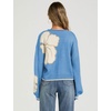 image:imagechouyatou Womens Floral Cropped Cardigan Sweater Button Down Knit JacketBlue