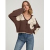 image:imagechouyatou Womens Floral Cropped Cardigan Sweater Button Down Knit JacketCoffee