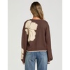 image:imagechouyatou Womens Floral Cropped Cardigan Sweater Button Down Knit JacketCoffee