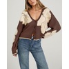 image:imagechouyatou Womens Floral Cropped Cardigan Sweater Button Down Knit JacketCoffee