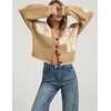 image:imagechouyatou Womens Floral Cropped Cardigan Sweater Button Down Knit JacketKhaki