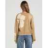 image:imagechouyatou Womens Floral Cropped Cardigan Sweater Button Down Knit JacketKhaki