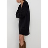 image:imagechouyatou Womens Oversized V Neck Sweater Dress Y2K Long Sleeve Ribbed Knit Pullover Midi Long Dress TopsBlack