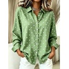 image:imagechouyatou Womens Retro Polka Dot Long Sleeve Button Down Shirt Blouse TopsGreen