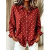 image:imagechouyatou Womens Retro Polka Dot Long Sleeve Button Down Shirt Blouse TopsRed