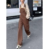 image:imagechouyatou Womens Retro Streetwear Cargo Denim Bib Overalls Jeans Y2K Baggy Cargo PantsBrown