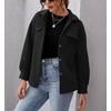 image:imagechouyatou Womens Thicken Spread Collar Button Down Shirt Jacket Shacket CoatBlack