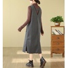 image:imagechouyatou Womens V Neck Sleeveless Overall Jumper Dress Wool Blend Tunic Tank Midi Long Dress with PocketsGray