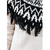 image:imagechouyatou Womens Vintage Fair Isle Print Turtleneck Long Sleeve Fringe Tassel Knitted Sweater Pullover TopsApricot