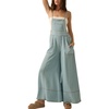 image:imagechouyatou Womens Baggy Adjustable Strap Denim Bib Overall Casual Loose Wide Leg Baggy Jeans JumpsuitLight Blue