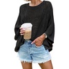 image:imagechouyatou Womens Boho Batwing Sleeve Crochet Sweater Short Sleeve Sweater Top Knit Beach Cover UpBlack