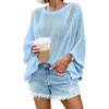 image:imagechouyatou Womens Boho Batwing Sleeve Crochet Sweater Short Sleeve Sweater Top Knit Beach Cover UpBlue