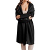 image:imagechouyatou Womens Chunky Open Front Lightweight Cardigan Hooded Slouchy Knit Long Coatigan SweaterBlack