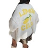 image:imagechouyatou Womens Cute Lemon Letter Pattern Cardigan Open Front Jacquard Knitted Sweater CardiganApricot