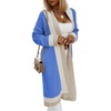 image:imagechouyatou Womens Fall Color Block Open Front Cardigan Sweater Casual Loose Knitted Long Coatigan CoatBlue